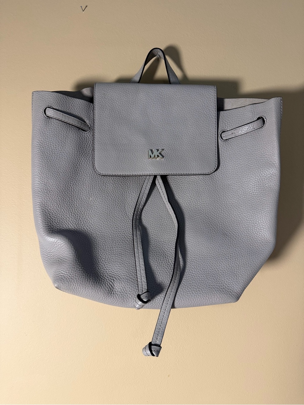 Michael Kors Pebbled Leather Drawstring Backpack - Gray
